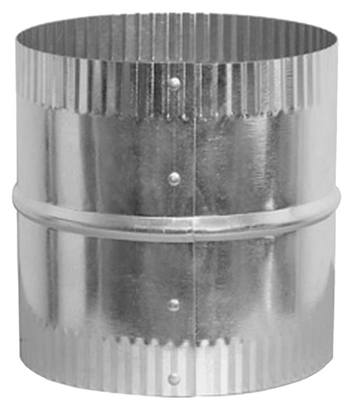 HVAC Duct Pipe Connector, Round, Crimped Ends, Galvanized, 4-In.