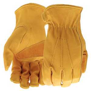 BOSS Durable Full-Grain Cowhide Leather Work Gloves, Abrasion Resistant, Keystone Thumb, Reinforced Palm Patch, Tan, Large (B81001-L)