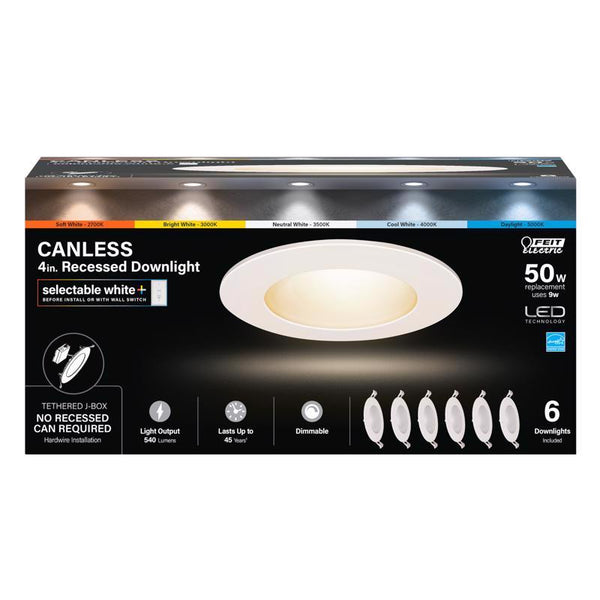 Feit Electric White 4 in. W LED Canless Recessed Downlight 9 W LEDR4XT/5CCT/6