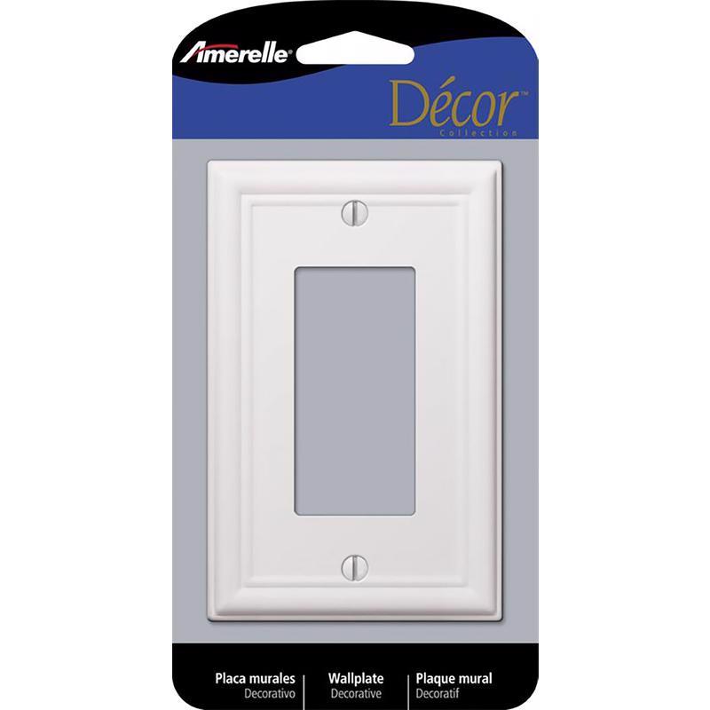 Amerelle 149RW Chelsea Wallplate, 1 Rocker, Steel, White, 1-Pack
