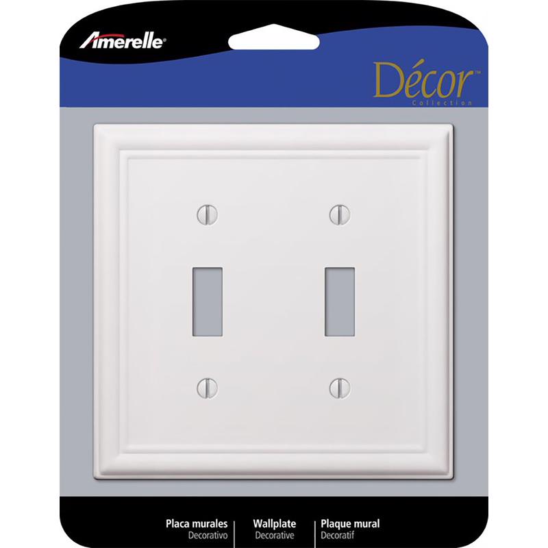 Amerelle 149TTW Chelsea Wallplate, 2 Toggle, Steel, White, 1-Pack