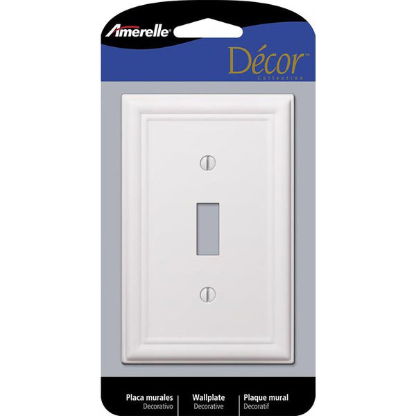 Amerelle 149TW Chelsea Wallplate, 1 Toggle, Steel, White, 1-Pack