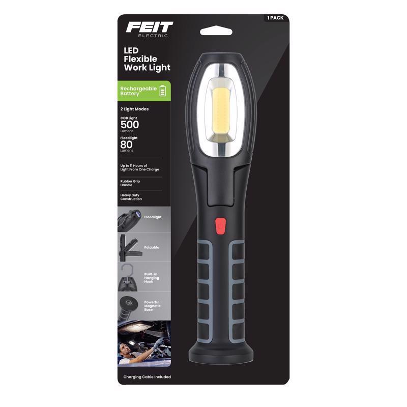 Feit Electric Portable Handheld LED Work Light Flashlight with 500 Lumens Ultra Bright,Foldable and Rechargeable - WORK500FLEXBAT