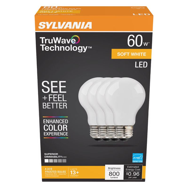LEDVANCE Sylvania 40670 A19 Led Light Bulb, 2700 K, Pack 4