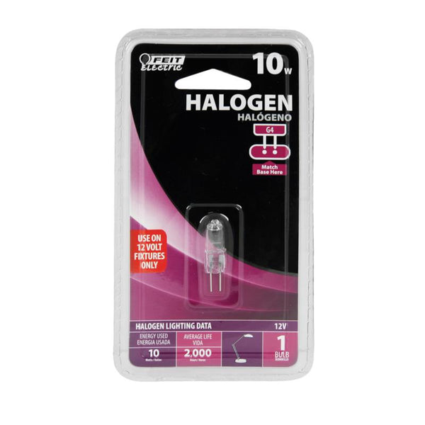 Feit Electric BPQ10T3/RP 10-Watt T3 Halogen Bulb with Bi-Pin Base, Clear, 1.25" H, BPQ10T3/RP