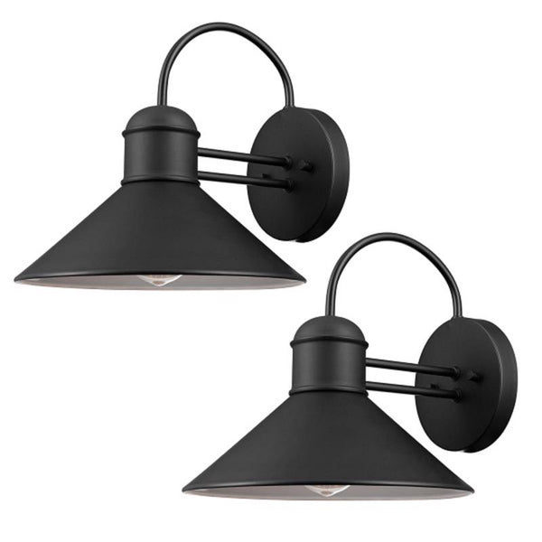 Globe Electric 44165 1-Light Outdoor Wall Sconce, 2-Pack, Weatherproof, Black Finish, Outdoor Lighting Modern, Wall Lighting, Porch Light, Front Porch Décor, Patio Décor, Outdoor, Bulb Not Included