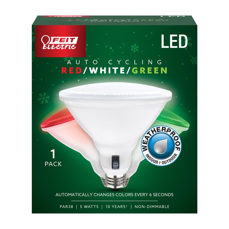 Feit Electric LED PAR38 E26 R/W/G 6W