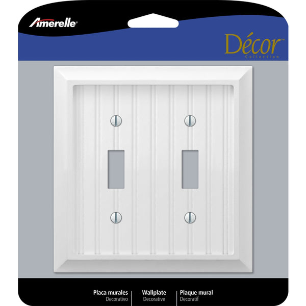 Westek 269TTW Cottage Wall Plate, White Faux Wood, 2 Toggle - Quantity 3 (3-Pack)