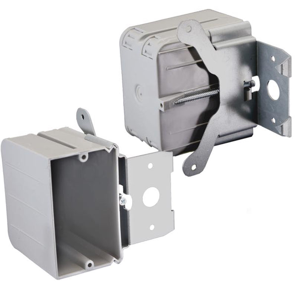 CANTEX 3012612 21 cu. in. & Old Work Rectangle PVC 1 Gang Outlet Box Gray EZ21SBZ-ADJ