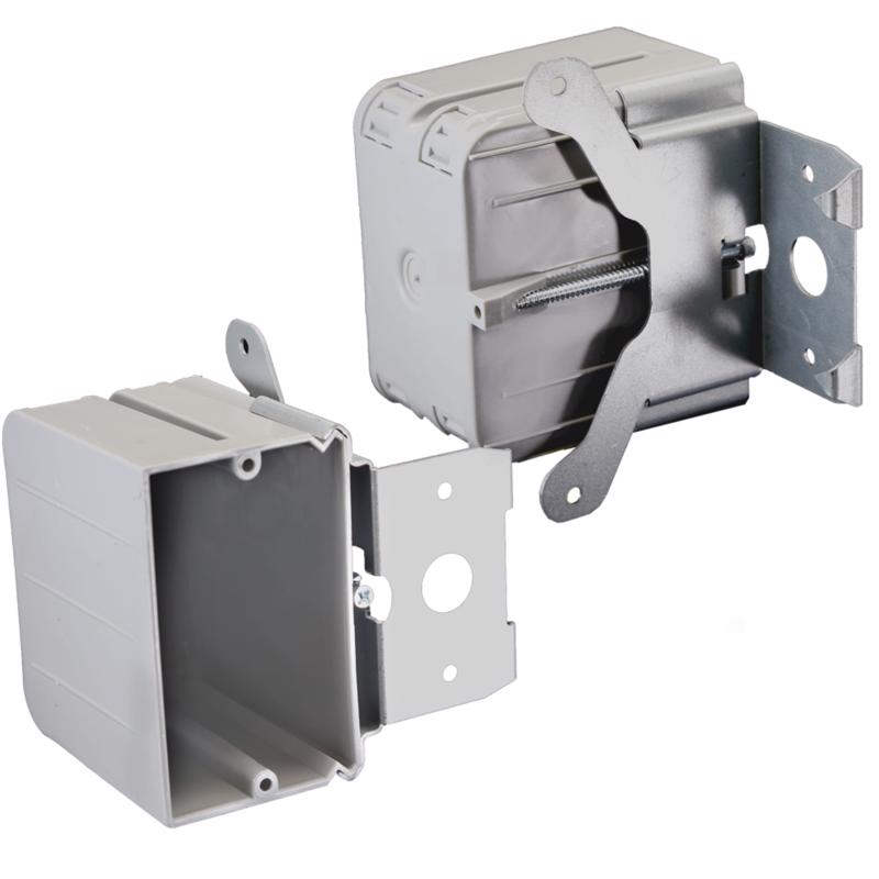 CANTEX 3012612 21 cu. in. & Old Work Rectangle PVC 1 Gang Outlet Box Gray