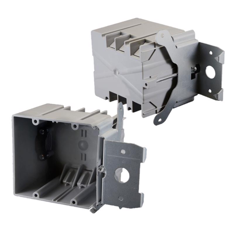 Cantex 3012614 34 cu. in. & Old Work Rectangle PVC 2 Gang Outlet Box Gray