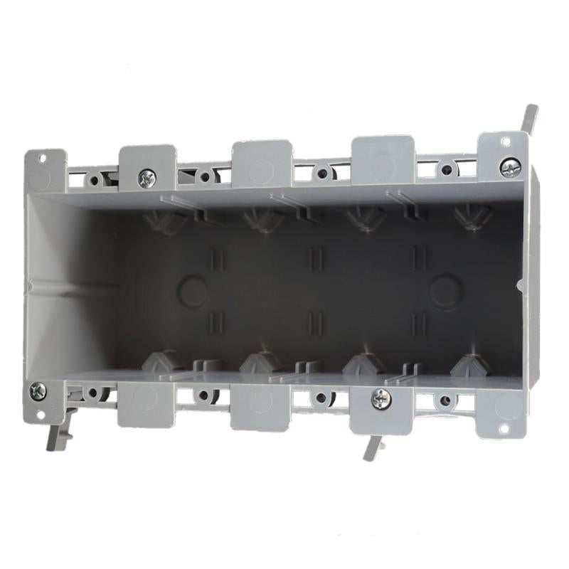 Cantex 3012631 68 cu. in. Old Work Rectangle PVC 4 Gang Outlet Box Gray