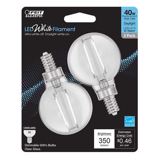 Feit Electric LED G16.5 E12 40W Dl 2PK BPG1640950WFIL2