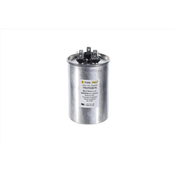 Titan Pro 3014145 35 Plus 7.5 MFD 440V Round Run Capacitor TRCFD3575