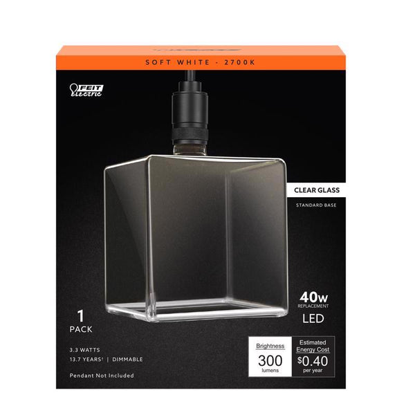 Feit Electric Soft White LED Cube Bulb (2700K) with Clear Filament, 3.3W CUBECL927CAWFIL
