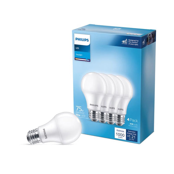 Philips, Led A19 Light Bulb 11W 75W Equivalent Soft White, 4 Count 565374