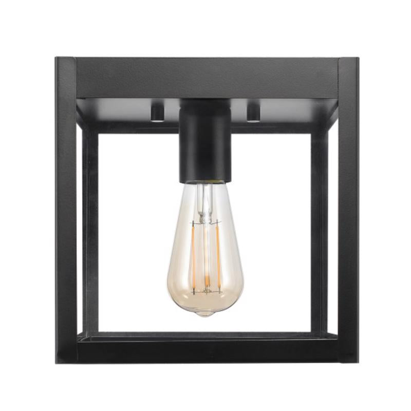Globe Electric 60000020 1-Light Outdoor Flush Mount Ceiling Light, Matte Black, Clear Glass Shade, Outdoor Light Fixture, Front Porch Décor, Outdoor Lighting, Porch Light, Weather Resistant