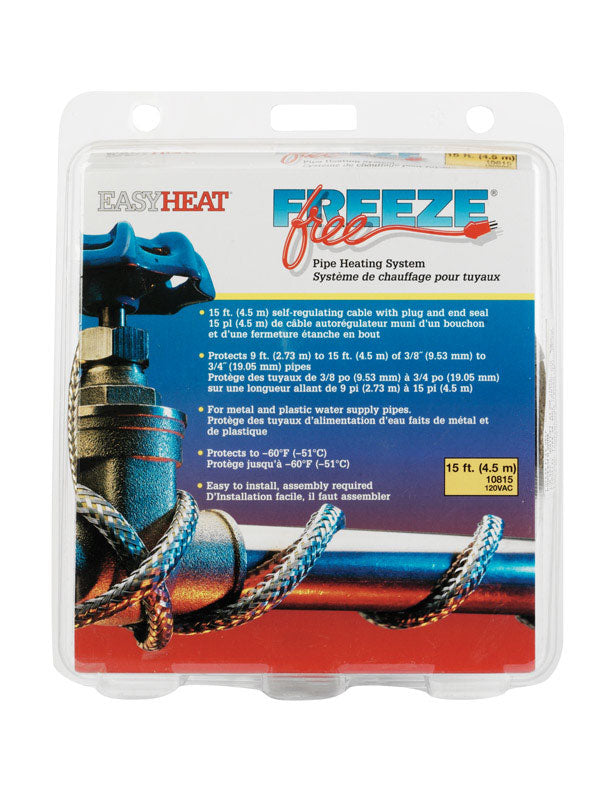 Easy Heat Freeze Free 15 ft. L Self Regulating Heating Cable for Self Regulated Pipe Heating Cable