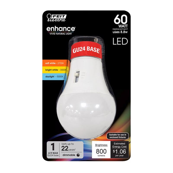 Feit A19 GU24 LED Bulb Color Changing 60 Watt Equivalence 1 pk BPOM60GU24CCTCA
