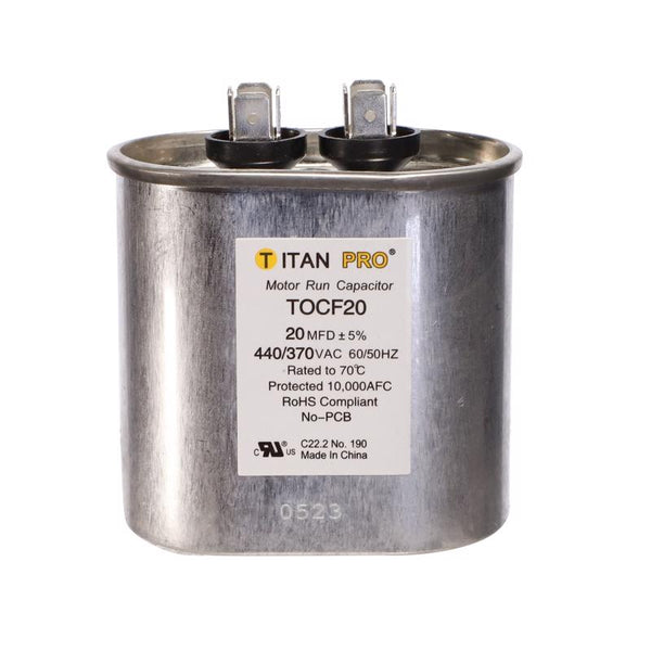 Titan Pro TOCF20 TITAN PRO Run Capacitor 20 MFD 440/370 Volt Oval TOCF20