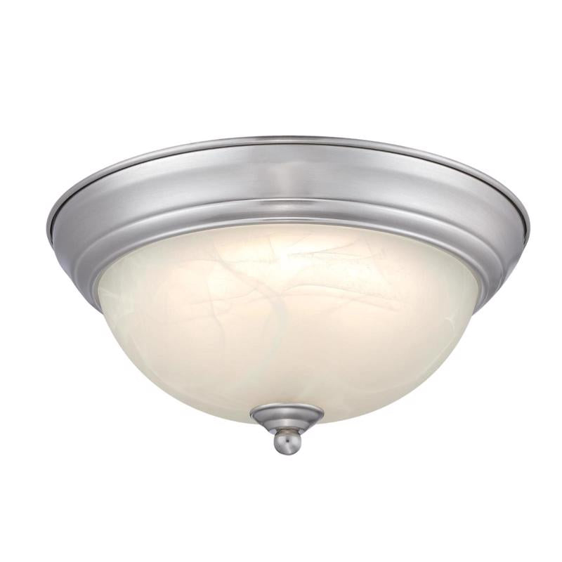 Westinghouse Lighting 6137100 Dubrow Traditional One-Light, 11 Inch 14 Watt LED Indoor Flush Mount Fixture with Color Temperature Selection, Brushed Nickel Finish, White Alabaster Glass Shade