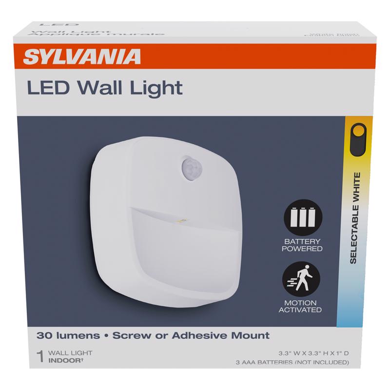 Sylvania 3022401 Motion-Sensing Battery Powered LED White Security Wall Light