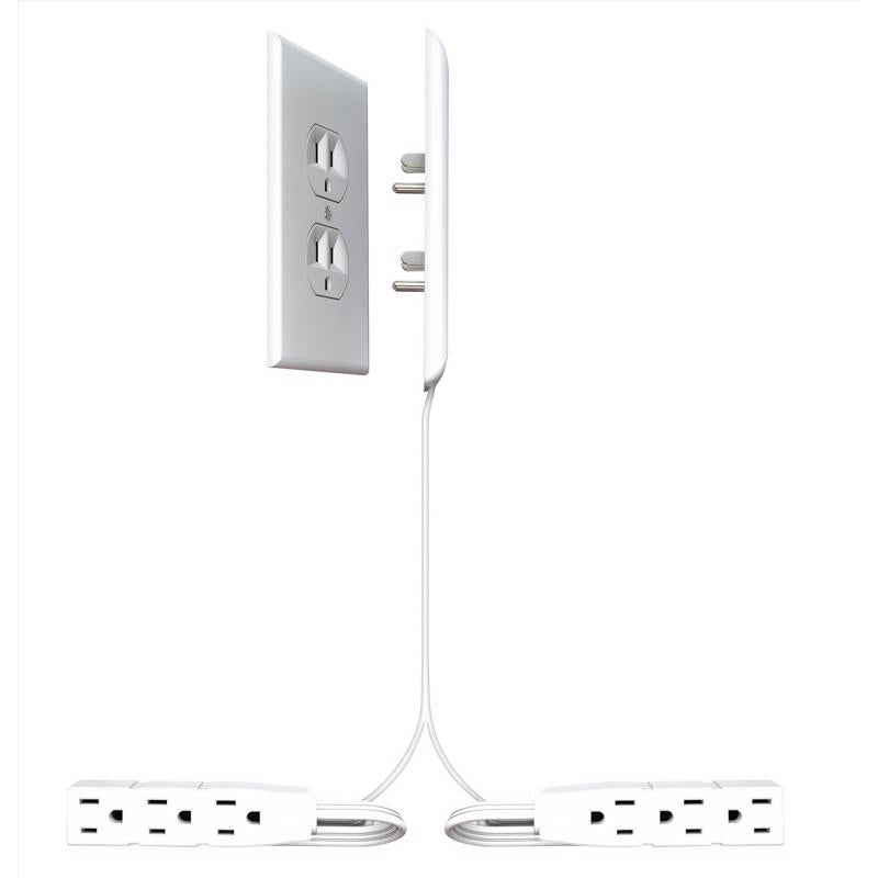 Sleek Socket Original & Patented Ultra-Thin Outlet Concealer with Cord Concealer Kit, Flat Extension Cord with Multi Outlets Power Strip, Ideal for Home Improvement, Hide Bulky and Messy Cords