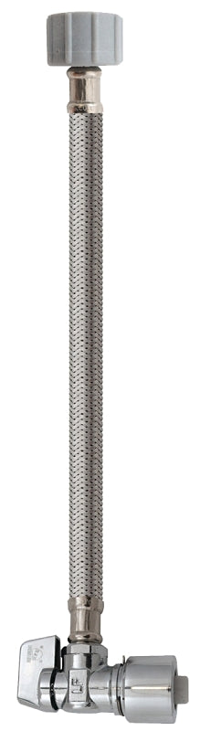 Quarter Turn Angle Valve 5/8-Inch OD by 12-Inch Stainless Steel Toilet Supply, Lead-Free, Quick Lock
