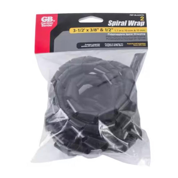 Gardner Bender FSP-BLACKTC, Black Spiral Wrap 3 ½ ft, 2 Piece