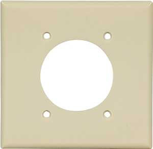 Cooper Wiring Devices 2168V 2-Gang Single Power Outlet Wall Plate, 2.15" Diameter Opening, Thermoset Plastic, Standard Size, Ivory