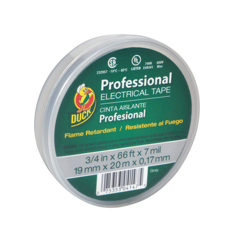 Duck Brand Professional Grade Electrical Tape, 3/4-Inch by 66 Feet, Single Roll, Gray (299018)