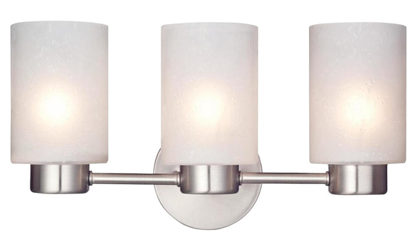 Westinghouse 6227900 Sylvestre Three-Light Interior Wall Fixture, Brushed Nickel Finish with Frosted Seeded Glass, 3, White