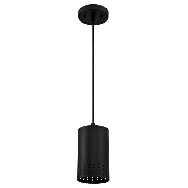 Westinghouse 6356600 Contemporary One-Light Adjustable Perforated Cylindrical Metal Shade, Black Finish Mini Pendant