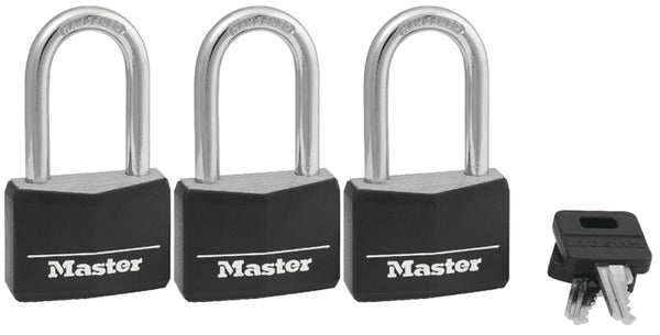 Master Lock 3-Pk. of Keyed-Alike Vinyl-Covered Brass Padlocks - Model Number 141TRILF