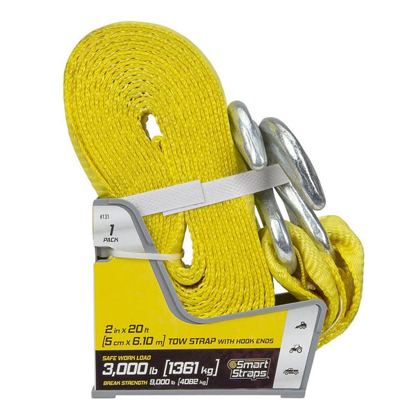 SmartStraps Tow Strap - 20ft YW Tow Strap w Hooks 1pk 10,000lb 131