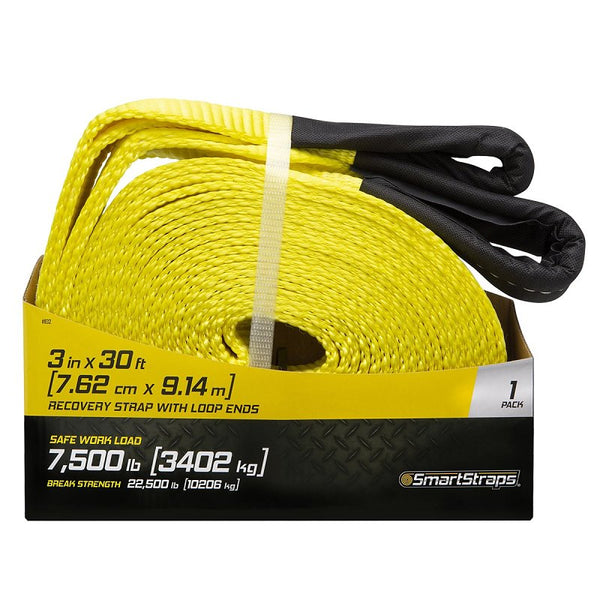 SMARTSTRAPS Recovery Strap - 3x30 YW Recovery Strap w Loop End 30,000lb 832