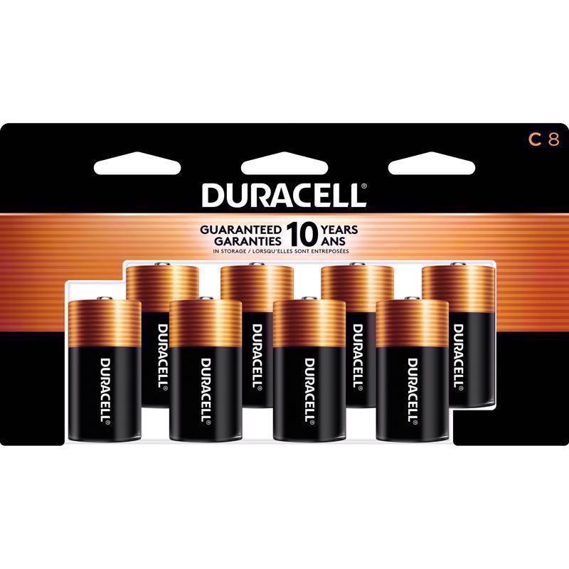 Duracell Coppertop C Batteries, 8 Count (Pack of 1), C Battery with Long-lasting Power, All-Purpose Alkaline Battery for Household and Office Devices