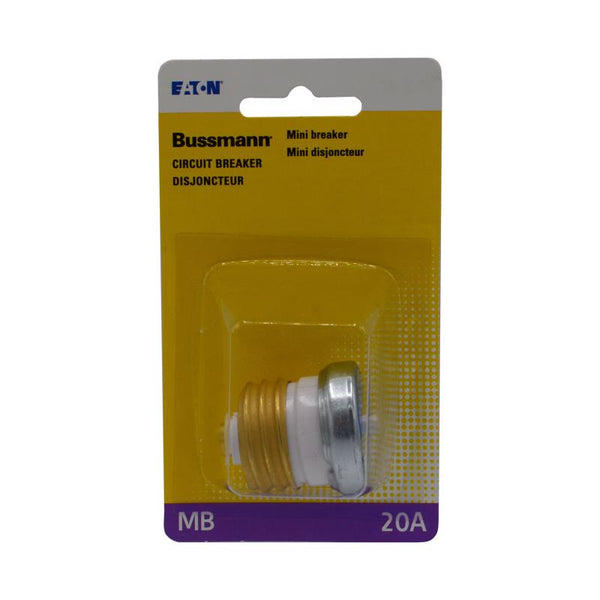 Bussmann BP/MB-20 20 Amp Edison Base Plug Fuse Circuit Breaker, 125V