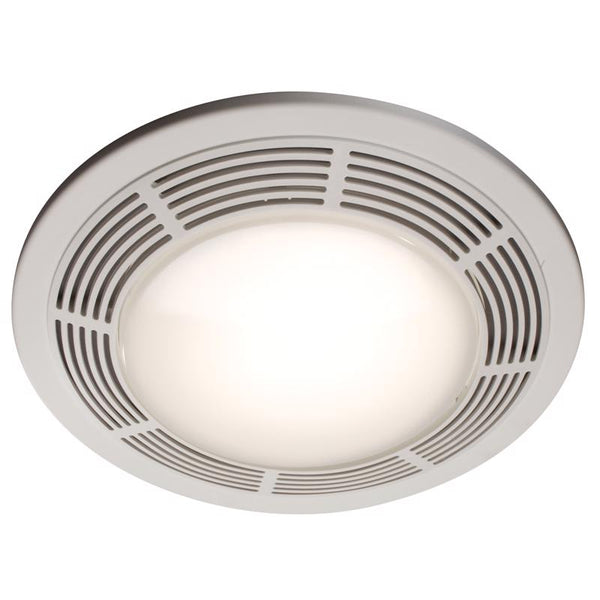 Broan-NuTone 750 Round Fan and Light Combo for Bathroom and Home, White Grille with Glass Lens, 100-Watts, 3.5 Sones, 100 CFM