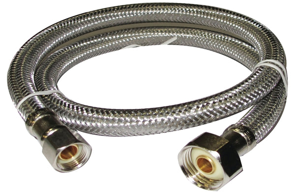 Plumb Pak PP23808 Ez Faucet Supply Tube, 3/8 X 1/2 In, Compression X Fip, 30 In L, Stainless Steel, 30 Inches