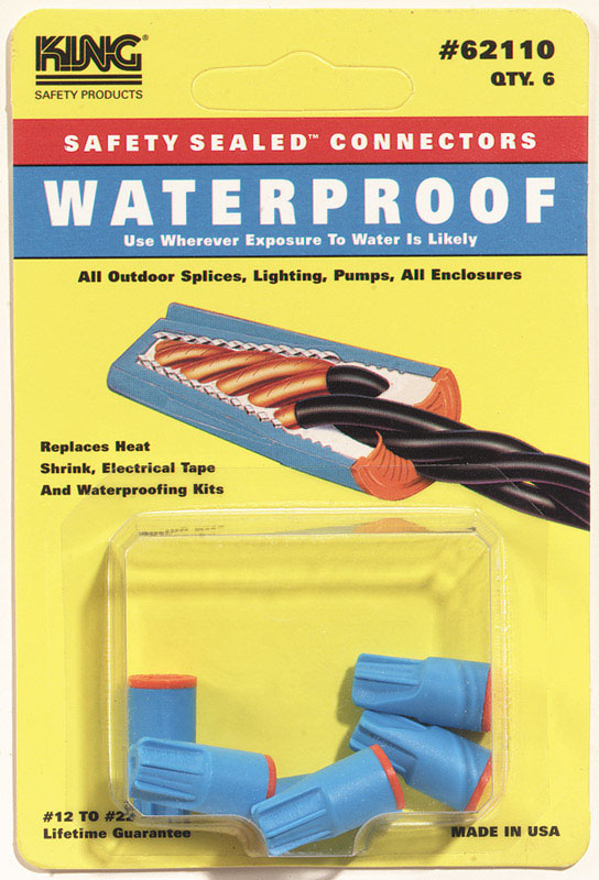 KING INNOVATION 62110 6PK ORG Wire Connector, 6 pk, Blue
