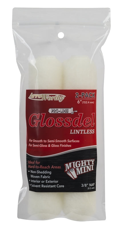 Arroworthy 6.5-gl3t/p Glossdel Twin Pack Mini Roller, 6.5" X 3/8"