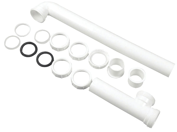 Danco 94008 End Outlet Waste Drain Pipe, 1-1/2 in, 16 in L, Plastic, White