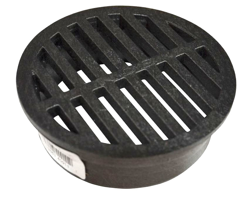 NDS 11 Round Grate, 4-Inch, Fits 4 in. Drain Pipes & Fittings, Black Plastic