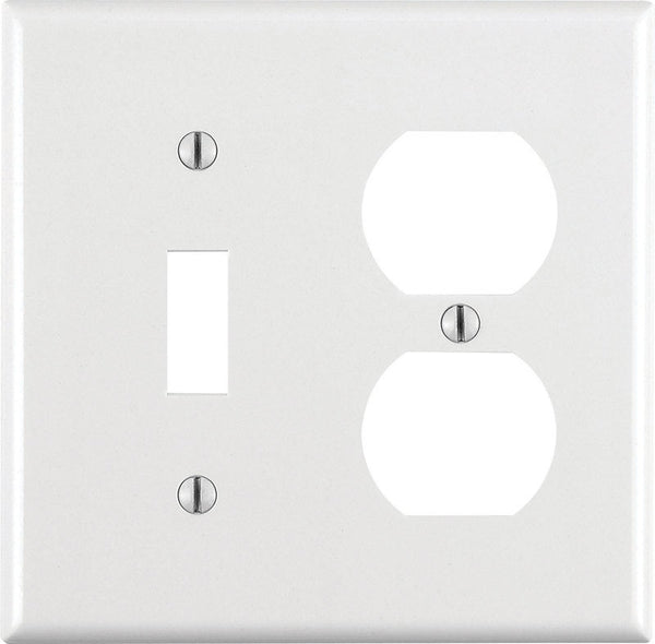 Leviton 00188005 Double Gang White Toggle Duplex Receptacle Wallplate 88005-000