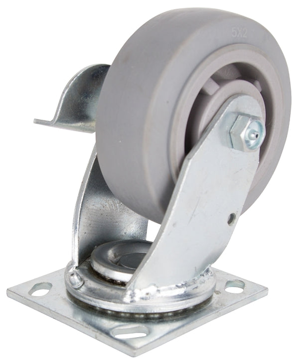 MINTCRAFT JC-T04 ProSource Heavy Duty Swivel/Brake Caster, 5 in Dia X 2 in W, 450 Lb, Thermoplastic Rubber, 5" x 2", Stainless Steel