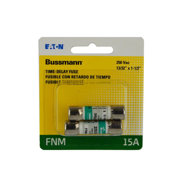 Cooper Bussmann BP/FNM-15 125-volt Type FNM Time Delay Cartridge Midget Fuse, 2 Pack