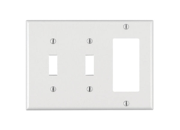 Leviton 80421-W 2-Toggle 1-Decora/GFCI Device Combination Wallplate 80421-00W