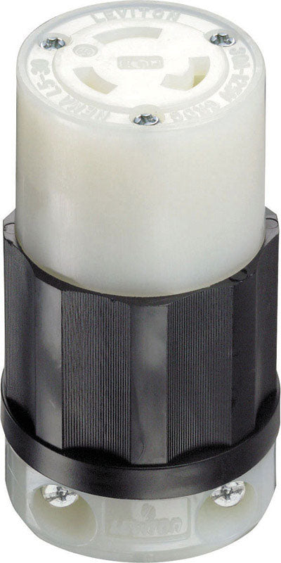 Leviton 30A 125V 2 Pole 3 Wire Black & White Locking Connector
