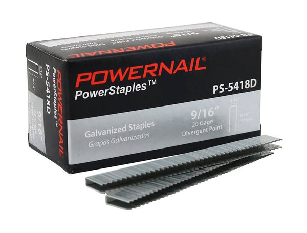Powernail PS5418D 20 Gauge 3/16 Inch Crown 9/16 Inch Length Divergent Point Staple (Case of 20x-5000ct Boxes) PS5418D-20PK (20-Pack)